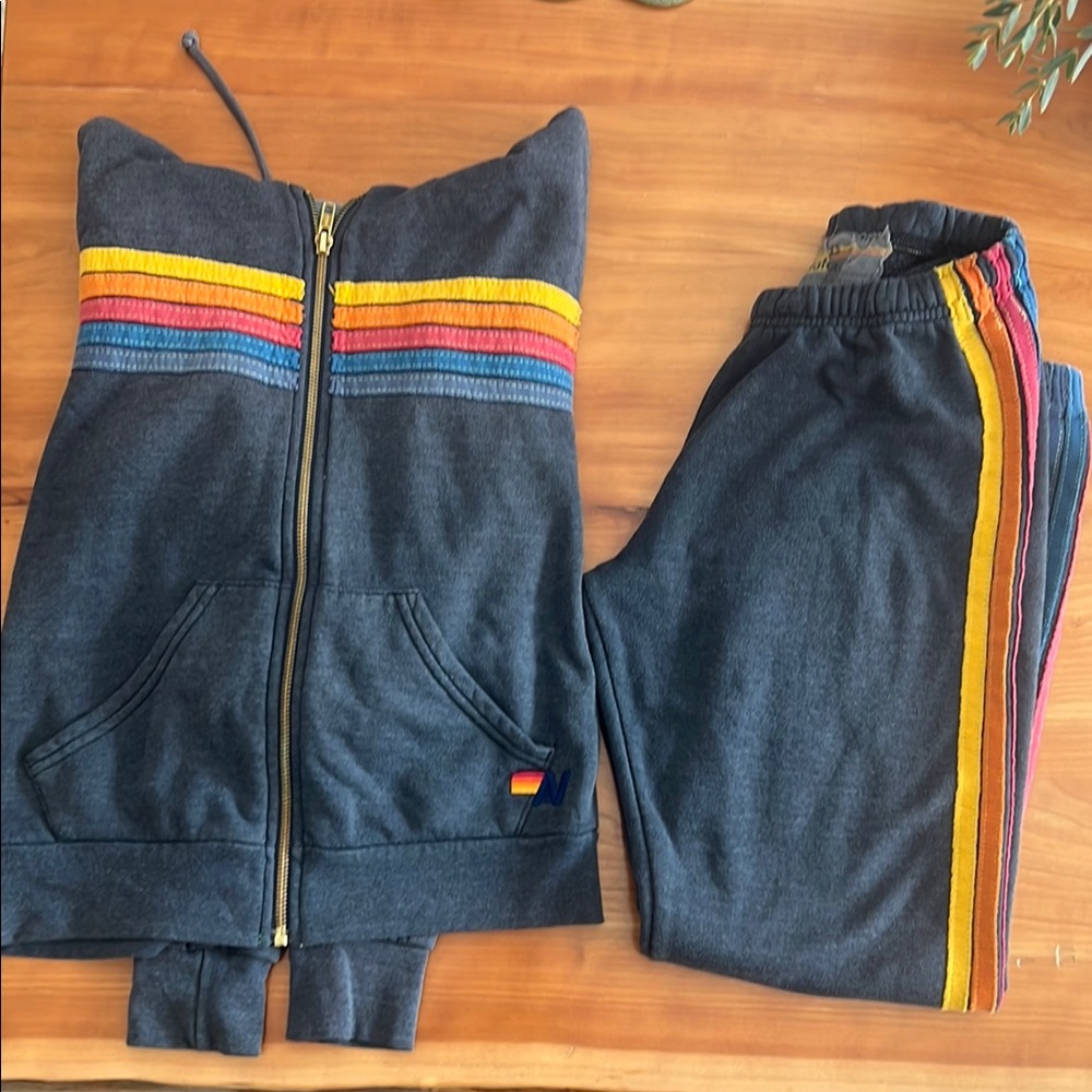 Charcoal Track Pants with Rainbow Stripes